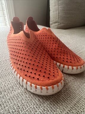 Ilse Jacobsen Orange Perforated Slip-On Sneakers
